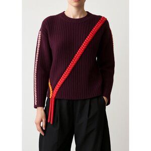 Derek Lam 10 Crosby Sweater Size XS Merino Wool Ribbed Braided Knit Avant Garde